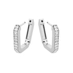 Brinco de Aço Argola Conexão com Pedra Cristal
