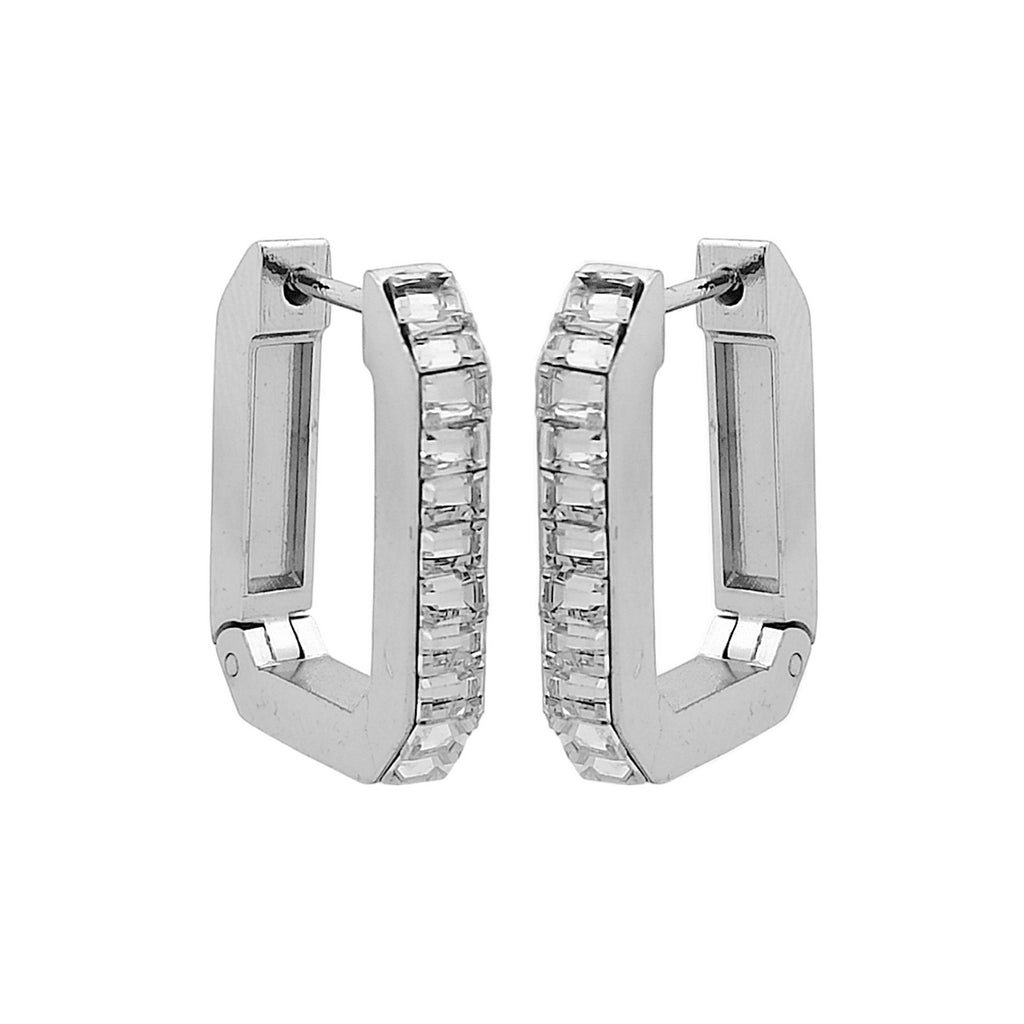 Brinco de Aço Argola Conexão com Pedra Cristal - foto 4