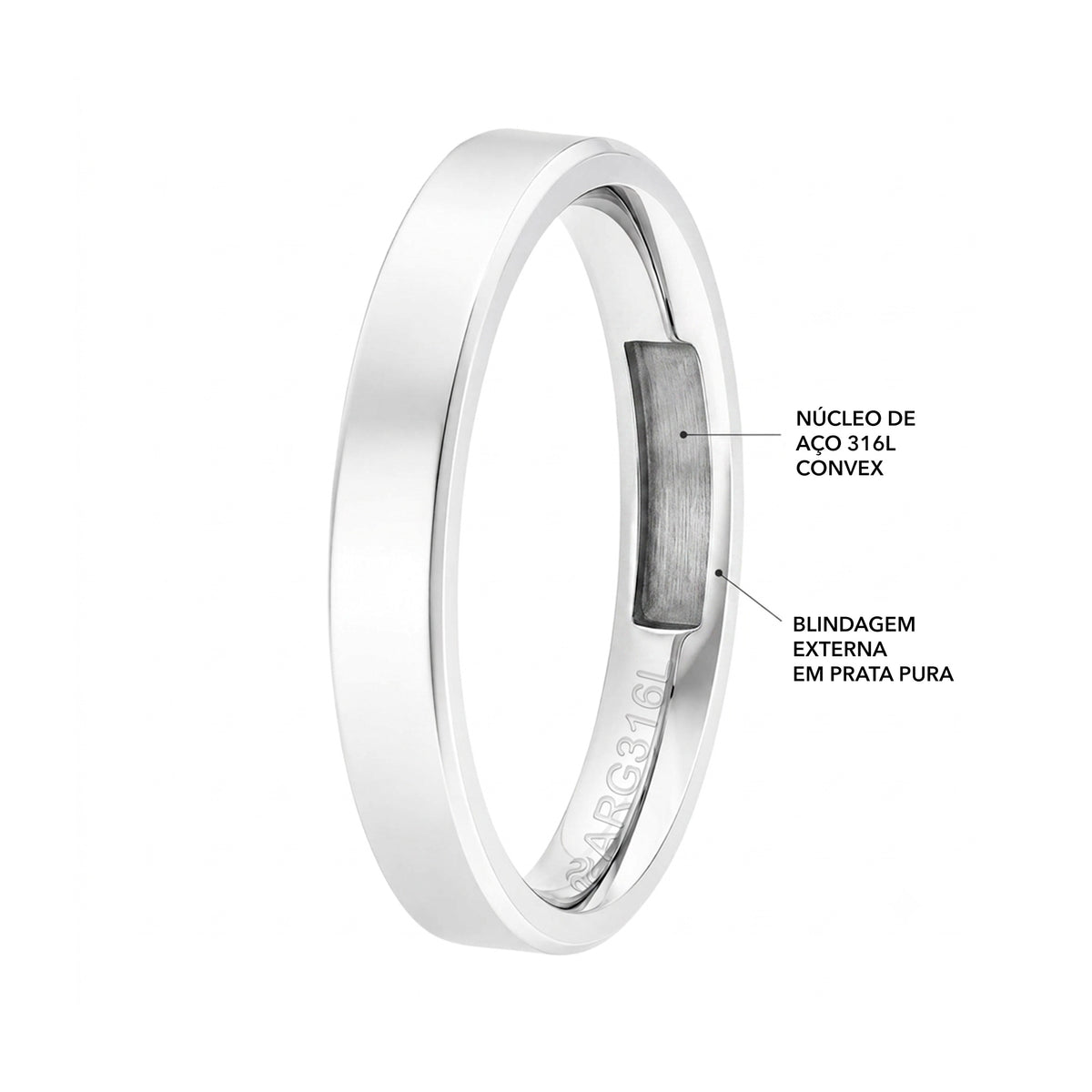 Aliança de Prata Argentum Amarus 3mm - foto 2