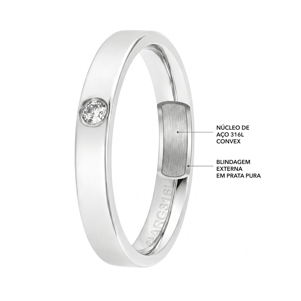 Aliança de Prata Argentum Alysia com Zircônia 3mm - foto 2