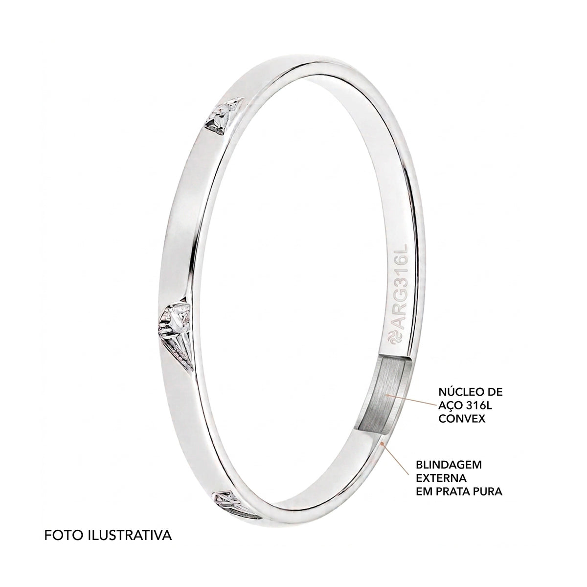 Aliança de Prata Argentum Diamond Slim 1.90mm - foto 2