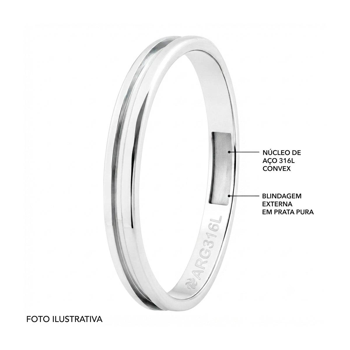 Aliança de Prata Argentum Line Slim 2.95mm - foto 2