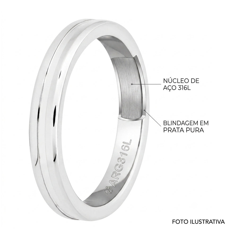 Aliança de Prata Argentum Aton 3.45mm - foto 3