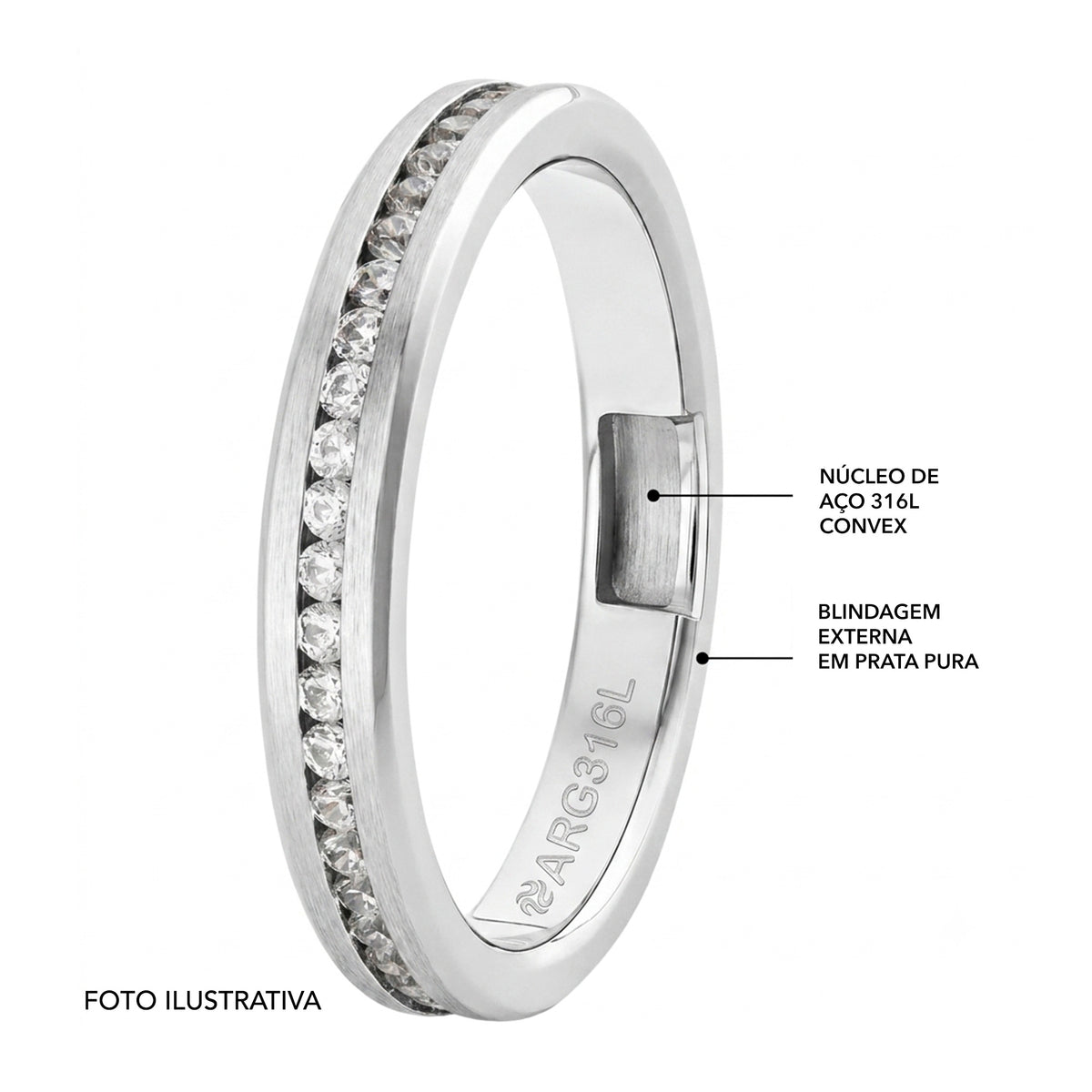 Aliança de Prata Argentum Atena 3.45mm - foto 3