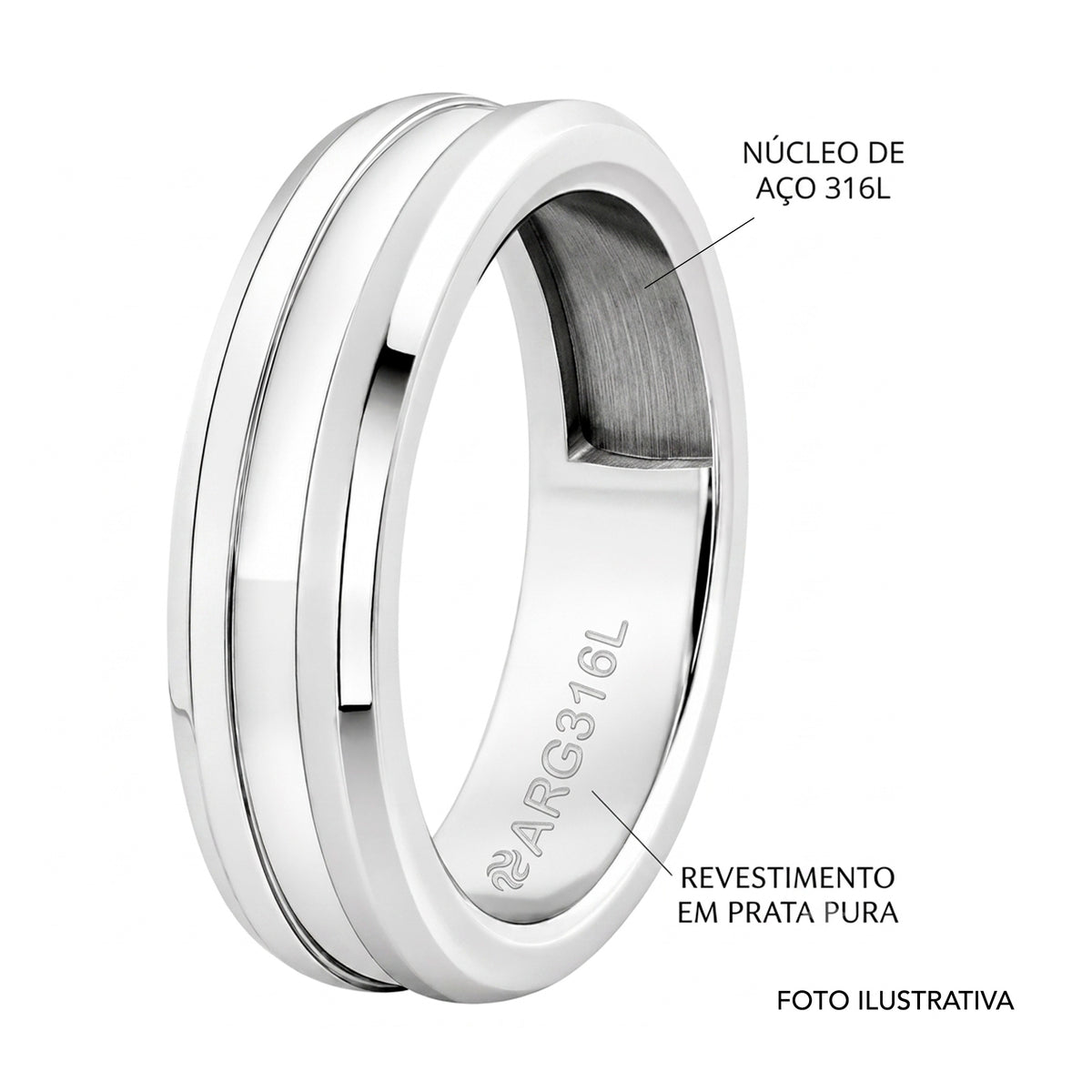Aliança de Prata Argentum Zeus 6.35mm - foto 3