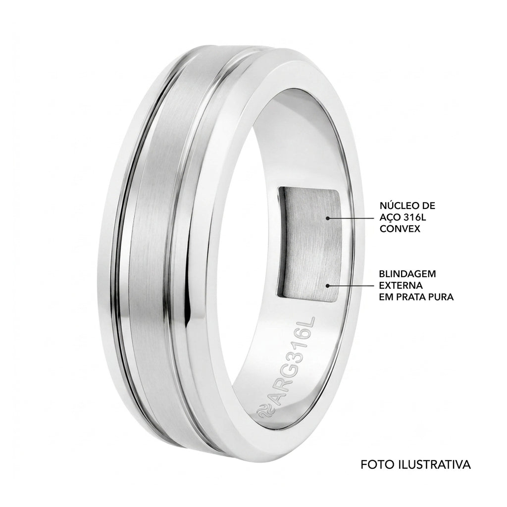 Aliança de Prata Argentum Eros 8mm - foto 3
