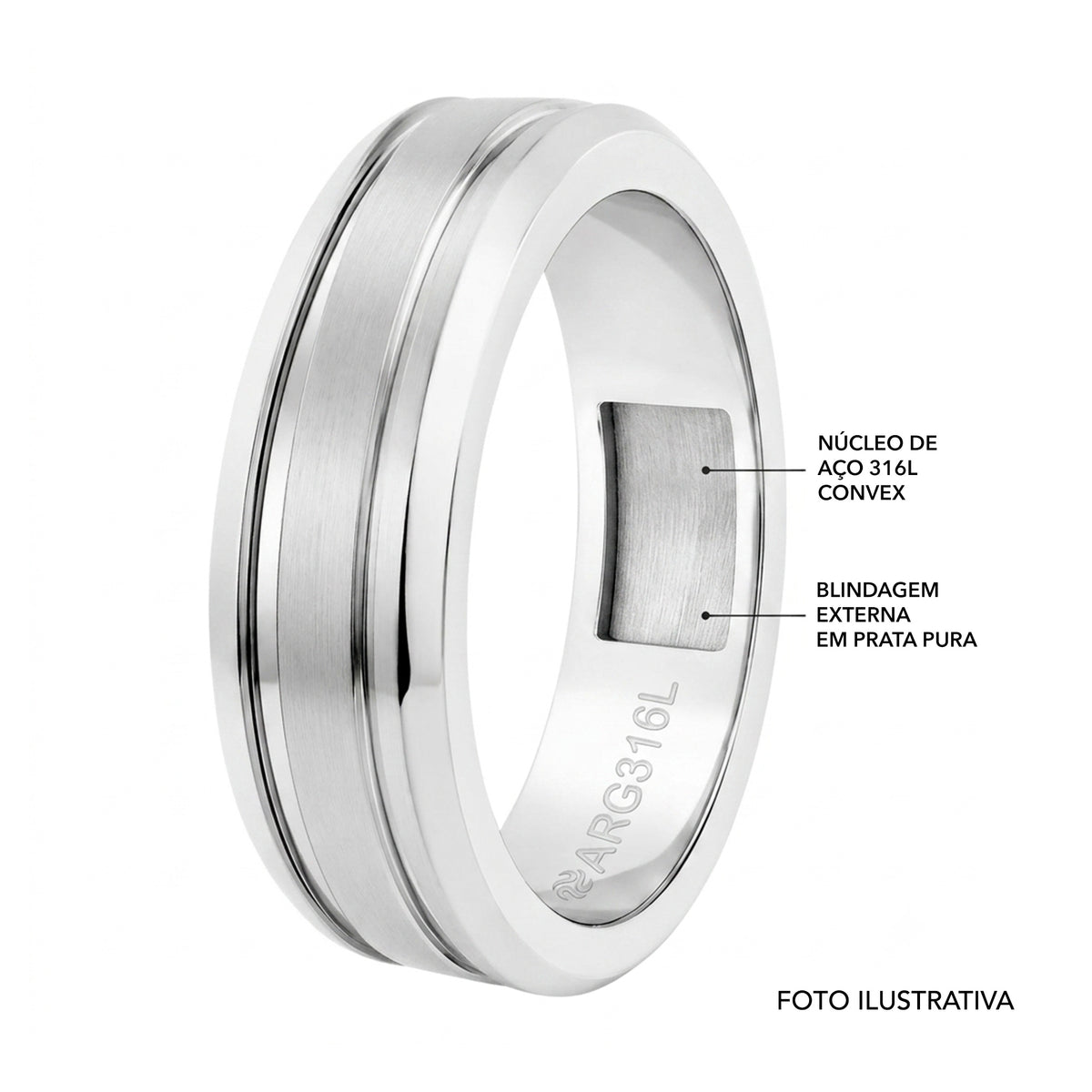Aliança de Prata Argentum Eros 8mm - foto 3