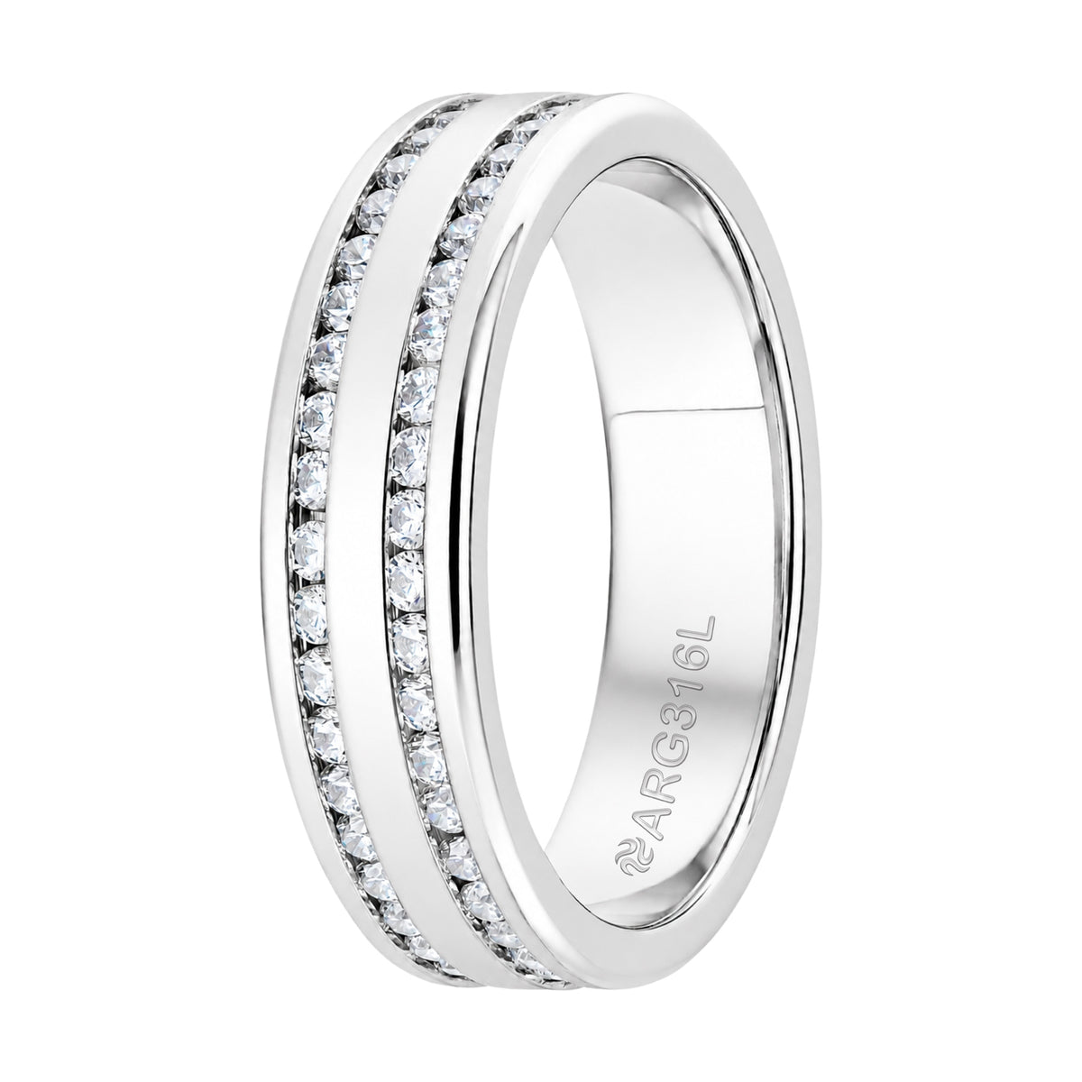 Aliança de Prata Argentum Creta com Zircônias 6mm