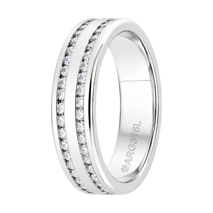 Aliança de Prata Argentum Creta com Zircônias 6mm