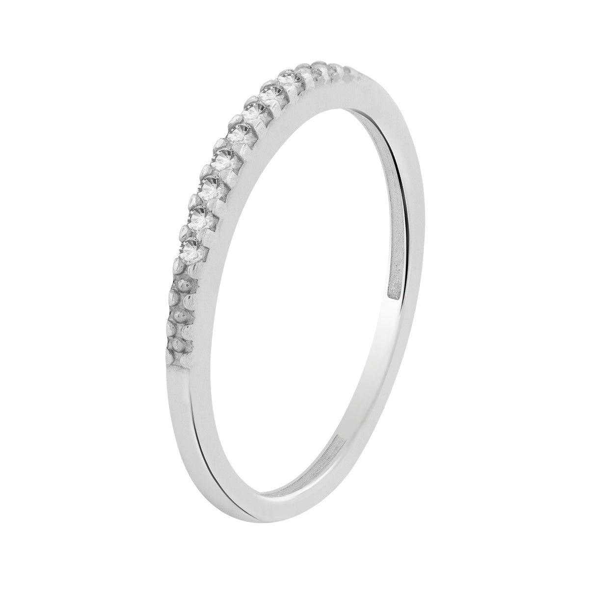 Anel de Prata Meia Aliança com Zircônia Branca 1.8x2mm