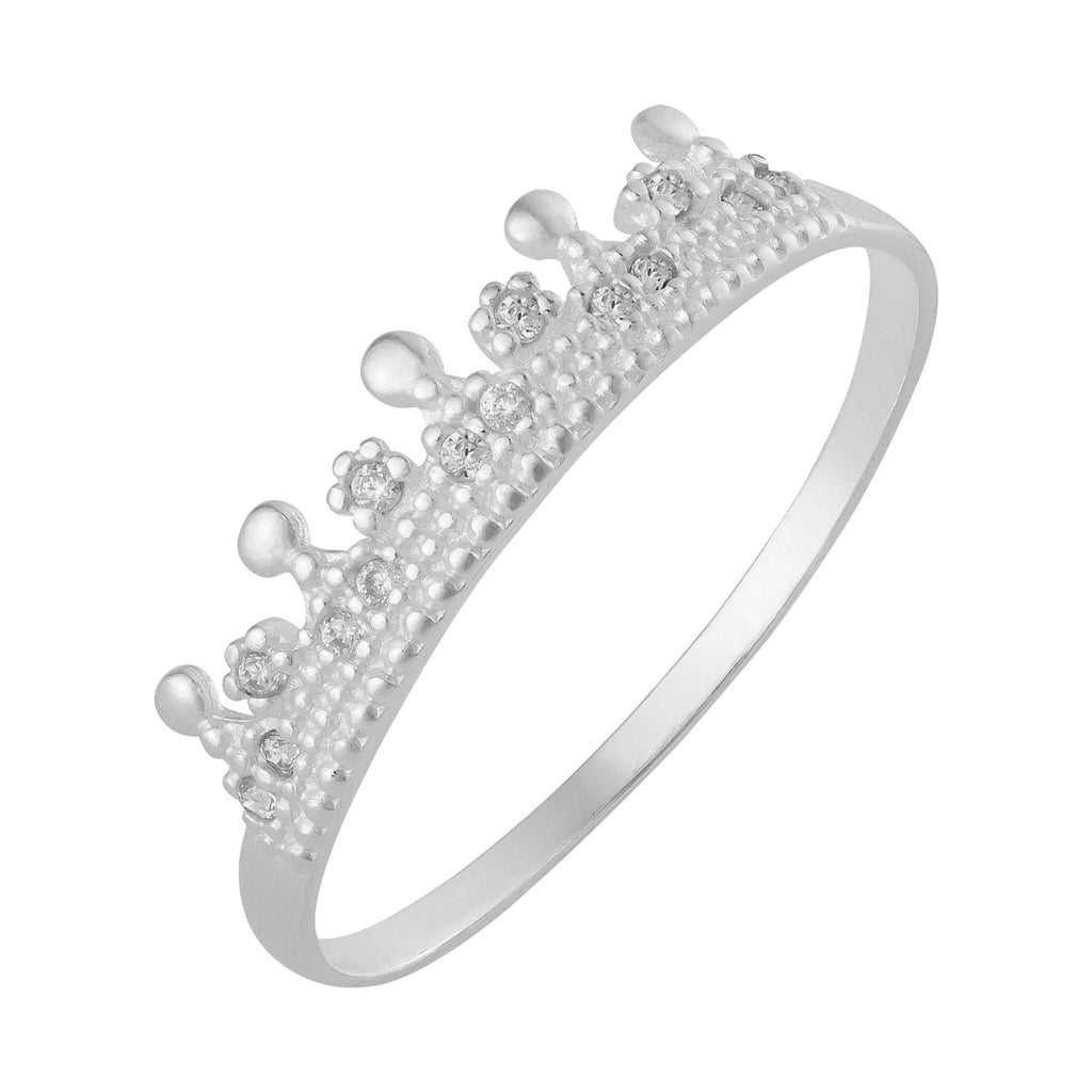 Anel de Prata Coroa Queen com Zircônia