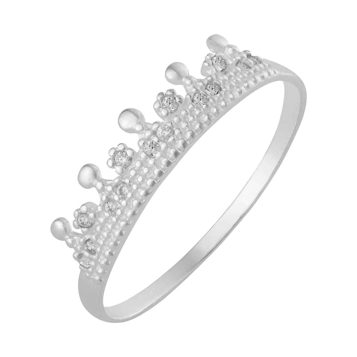 Anel de Prata Coroa Queen com Zircônia