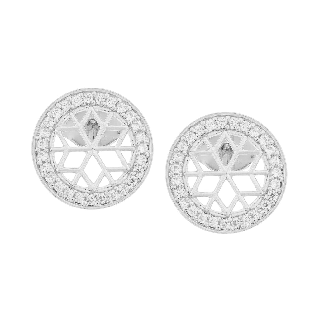 Brinco de Prata Mandala com Zircônias Brancas