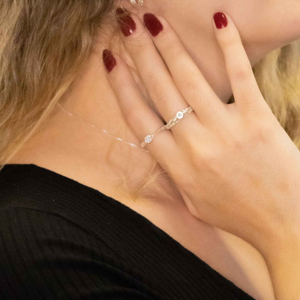 Anel de Prata Solitário Filigrana com Zircônia Branca 4mm - foto 3
