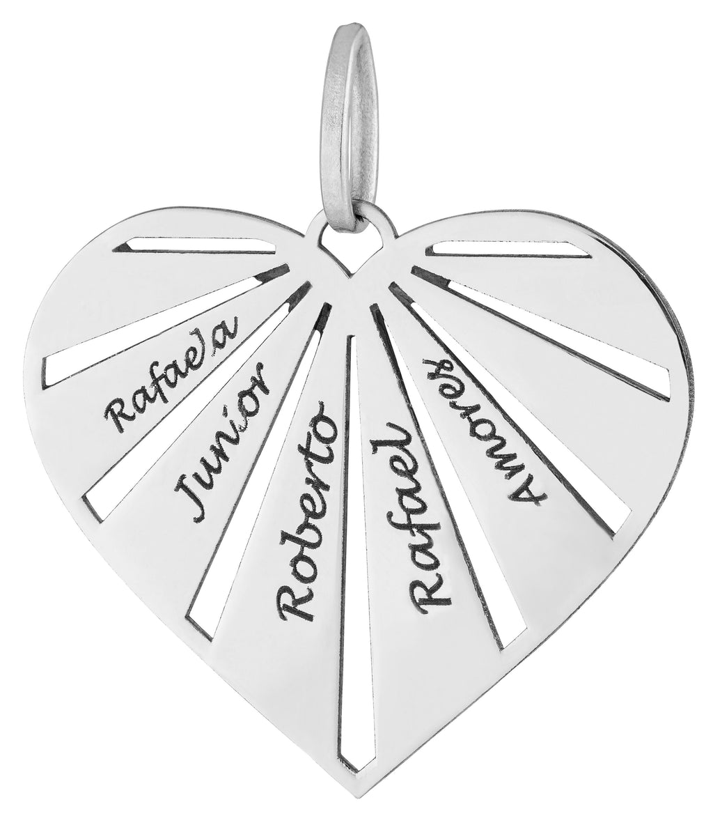 Pingente de Aço My Love Personalizado com 5 ou 6 Nomes 33x29mm