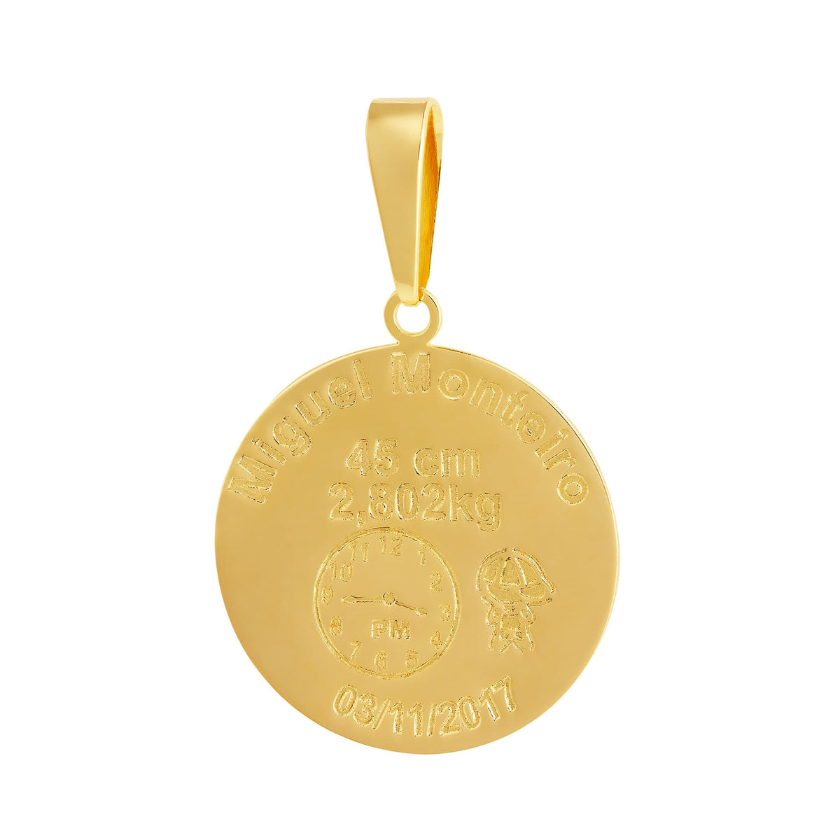 Pingente de Aço Mandala do Nascimento com Menino 27mm Gold IPG