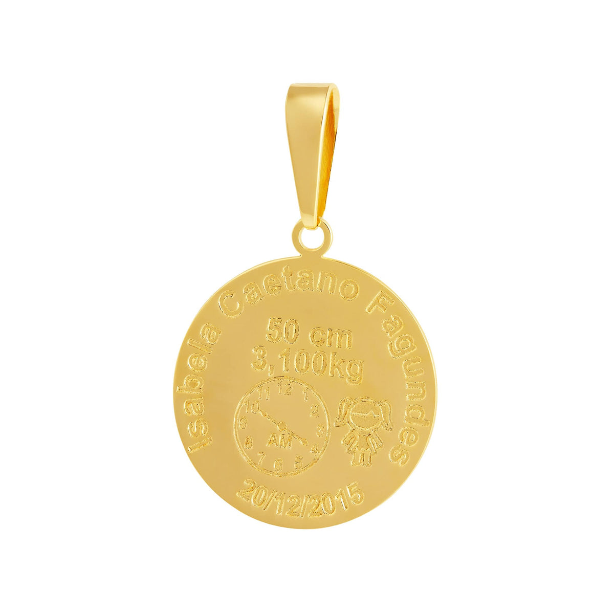 Pingente de Aço Mandala do Nascimento Menina 27mm Gold IPG
