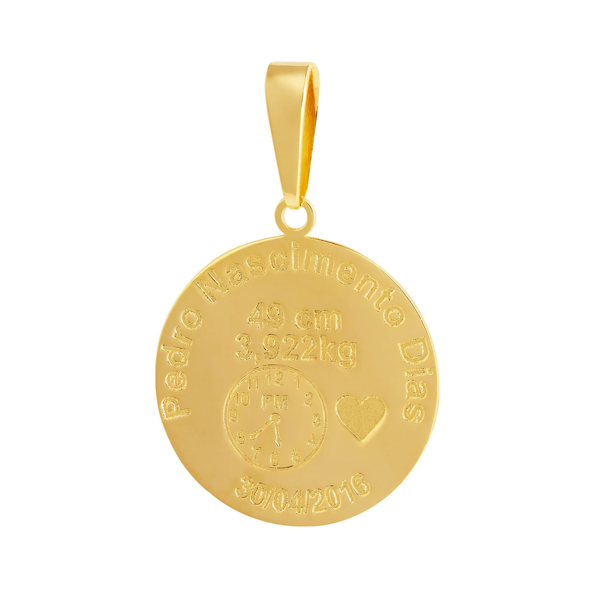 Pingente de Aço Mandala do Nascimento com Coração 27mm Gold IPG