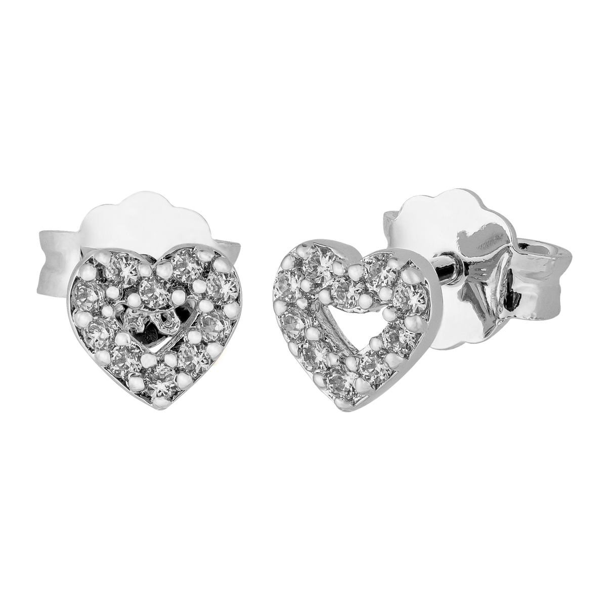 Brinco de Prata Coração Teen Charm com Zircônias 5x5mm