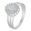 Anel de Prata Coleção Queens Oval Cristal 5x7mm e Zircônias Brancas