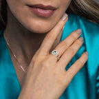 Anel de Prata Coleção Queens Oval Cristal Topázio Sky 5x7mm e Zircônias Brancas - foto 4