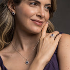 Anel de Prata Coleção Queens Oval Cristal Tanzanita 6x8mm e Zircônias Brancas - foto 4