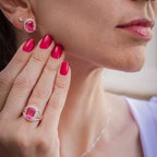 Anel de Prata Coleção Queens Cristal Safira Rosa 8x10mm e Zircônias Brancas - foto 2
