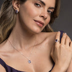 Anel de Prata Coleção Queens Cristal Tanzanita 8x10mm e Zircônias Brancas - foto 4