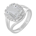 Anel de Prata Coleção Queens Cristal 8x10mm e Zircônias Brancas