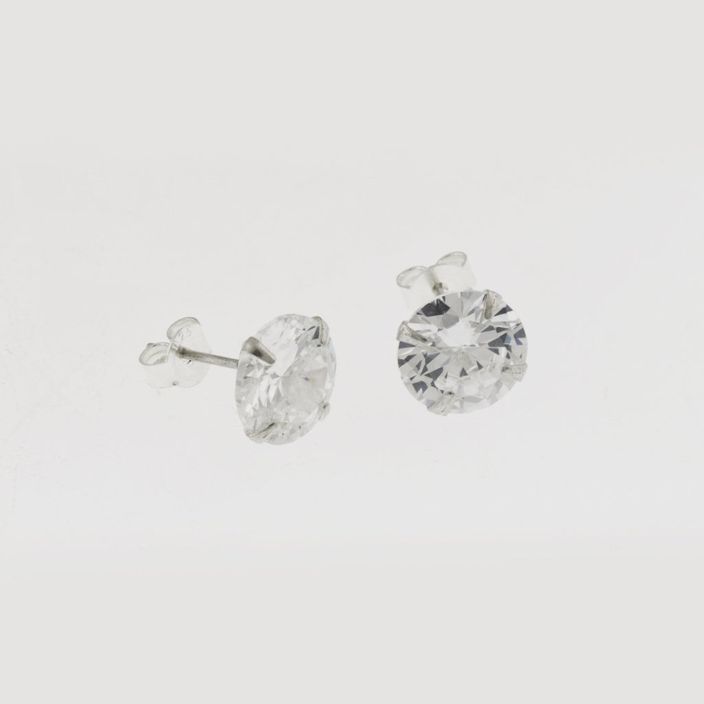 Brinco de Prata Ponto de Luz Zircônia 10mm