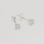 Brinco de Prata Ponto de Luz Redondo Zircônia 4mm