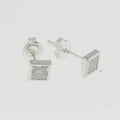 Brinco de Prata Ponto de Luz Quadrado Zircônia 6mm
