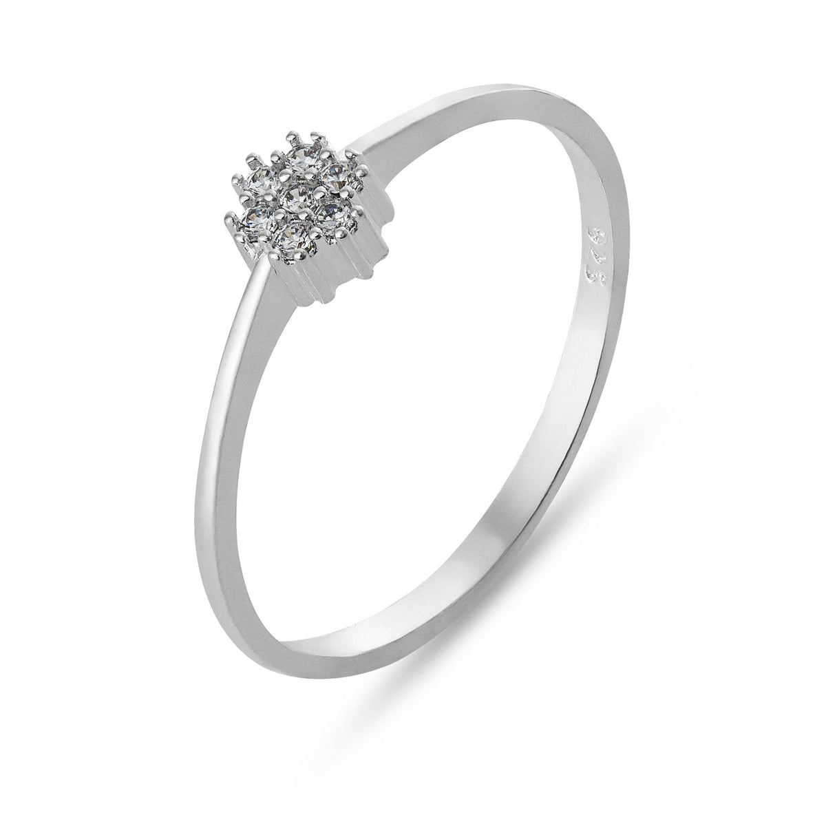 Anel de Prata Coleção Florescer com Zircônias Brancas aro 2.2mm