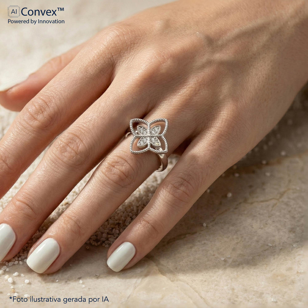 Anel de Prata Flor de Lis Coleção Florescer 13x13mm - foto 6