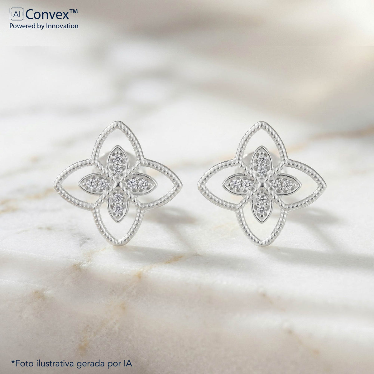 Brinco de Prata Flor de Lis Coleção Florescer 13x13mm - foto 4