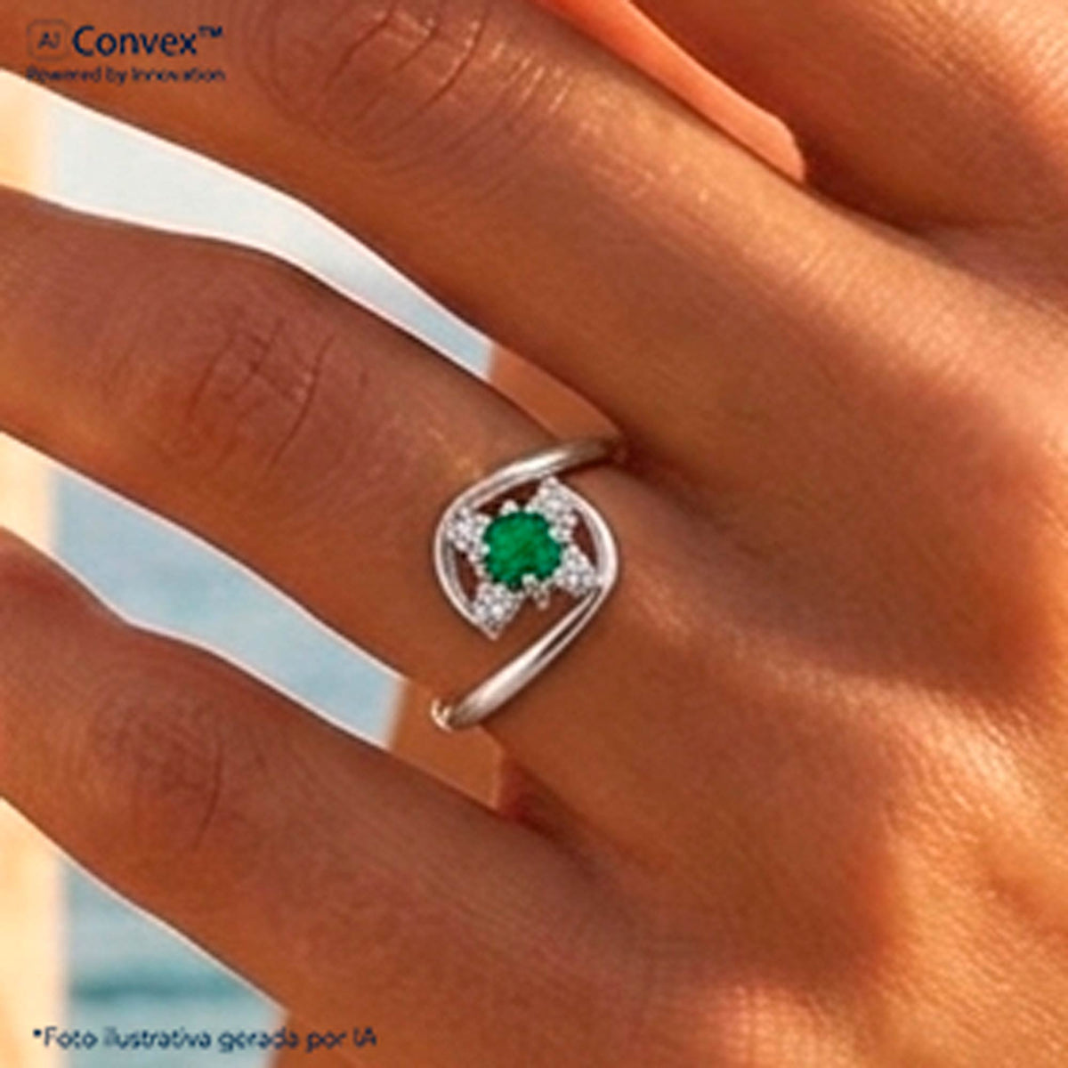 Anel de Prata Flor Color Coleção Florescer Zircônia Esmeralda - foto 4