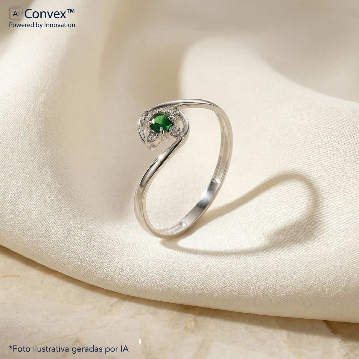 Anel de Prata Flor Color Coleção Florescer Zircônia Esmeralda - foto 3