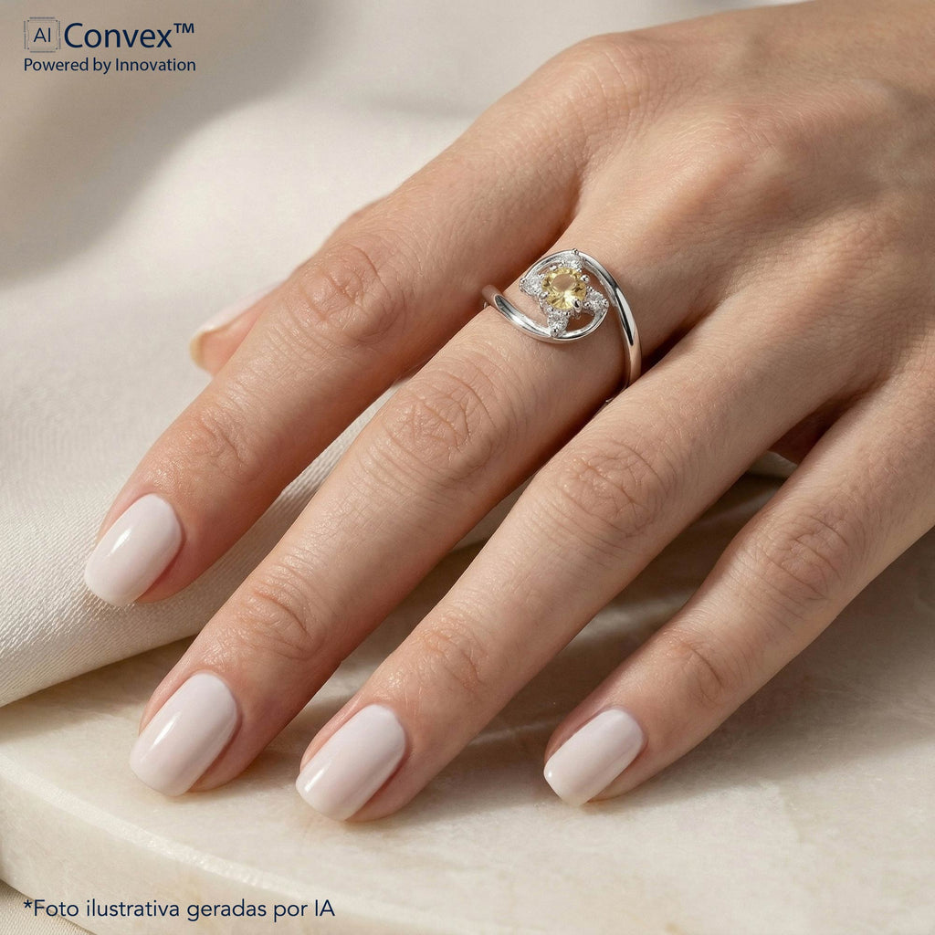 Anel de Prata Flor Color Coleção Florescer Zircônia Yellow - foto 4