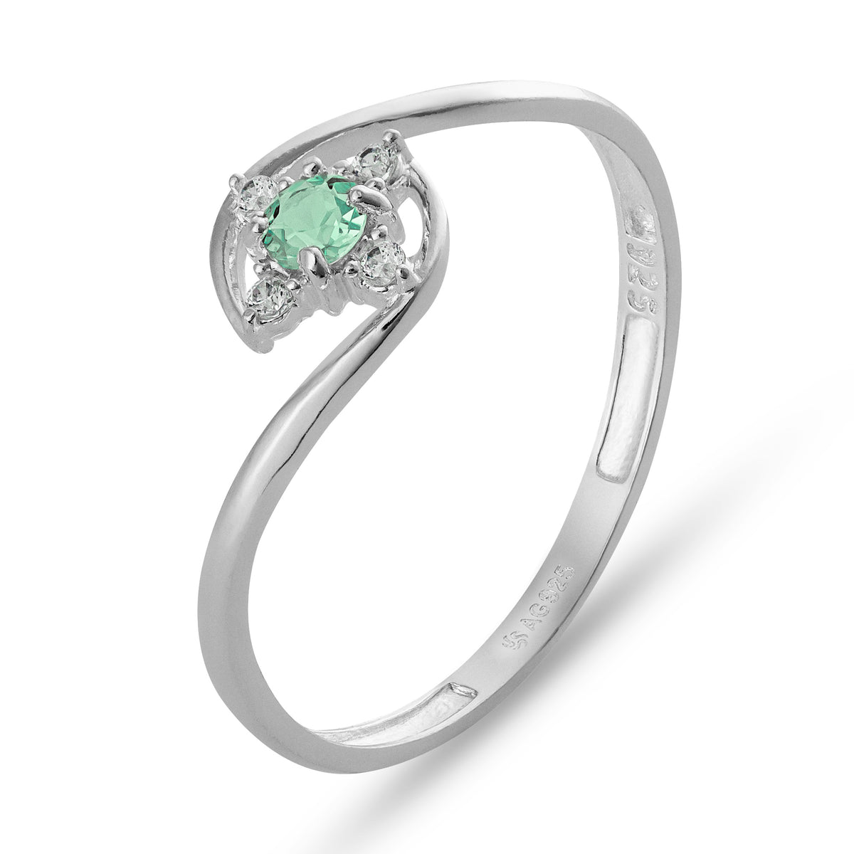 Anel de Prata Flor Color Coleção Florescer Zircônia Verde Água