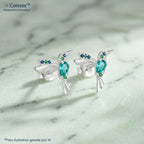 Brinco de Prata Beija Flor Coleção Florescer Zircônia Verde Água 14x10mm - foto 4