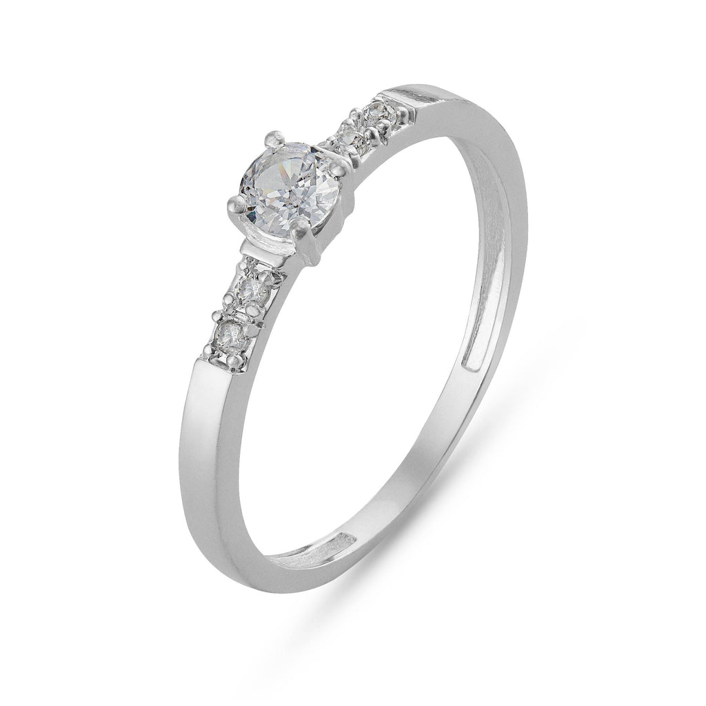 Anel de Prata Solitário Eterno Zircônia 4mm