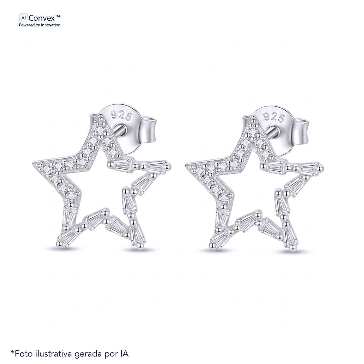Brinco de Prata Star Coleção Princess Zircônias Brancas