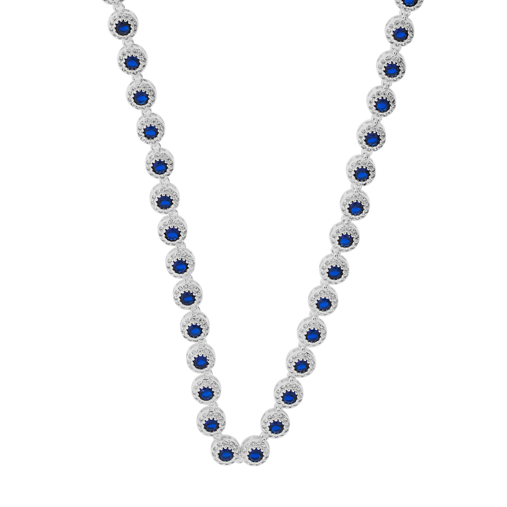 Colar de Prata Riviera Fiore Zircônia Azul e Branca 38cm - foto 4