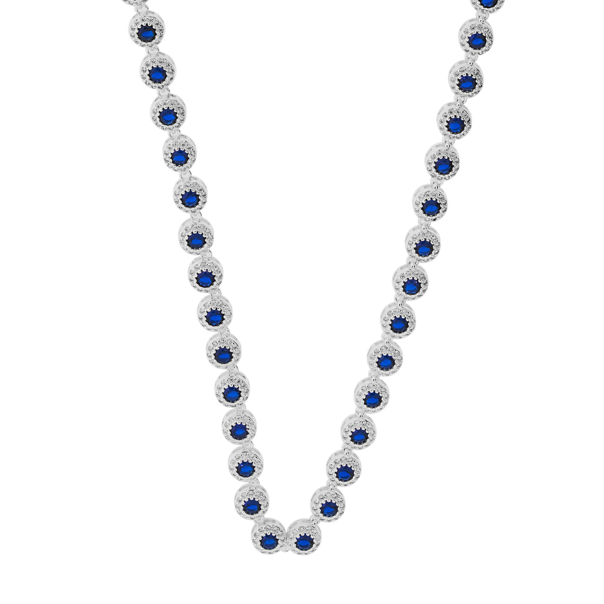 Colar de Prata Riviera Fiore Zircônia Azul e Branca 38cm - foto 4