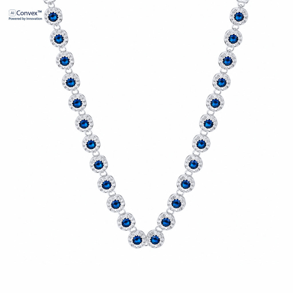 Colar de Prata Riviera Fiore Zircônia Azul e Branca 38cm - foto 3