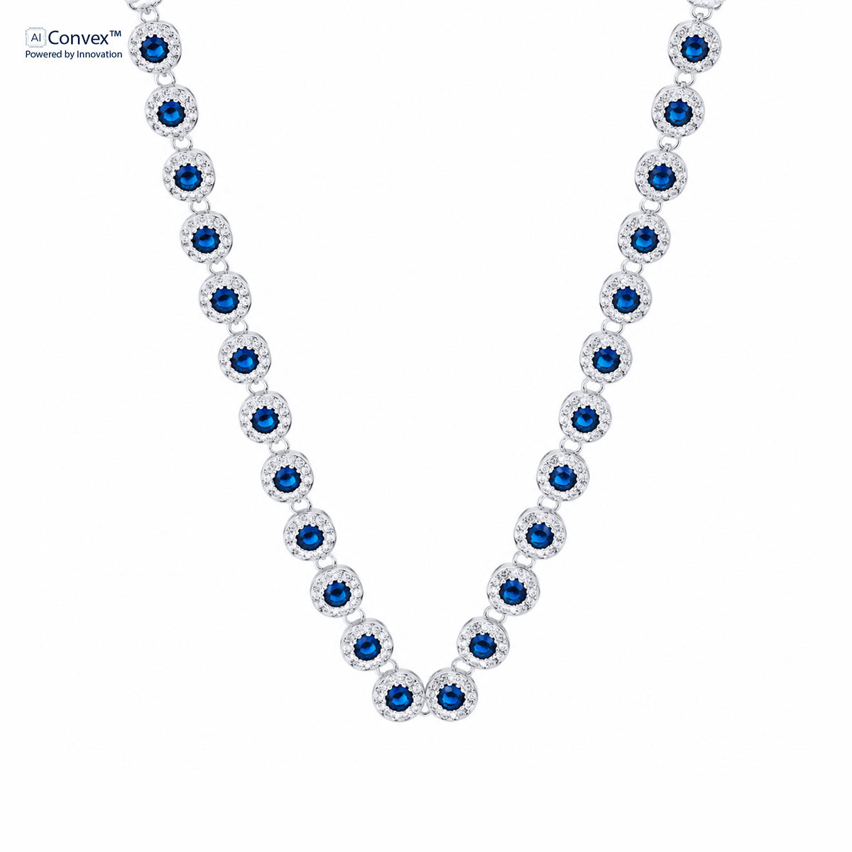 Colar de Prata Riviera Fiore Zircônia Azul e Branca 38cm - foto 3
