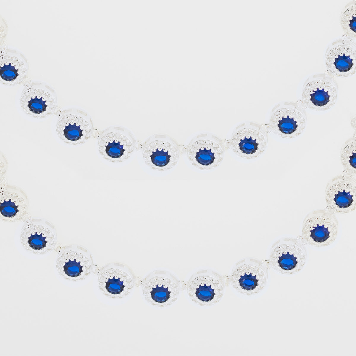 Colar de Prata Riviera Fiore Zircônia Azul e Branca 38cm - foto 2