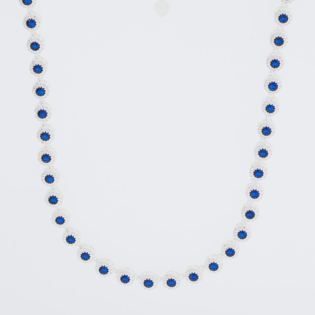 Colar de Prata Riviera Fiore Zircônia Azul e Branca 38cm