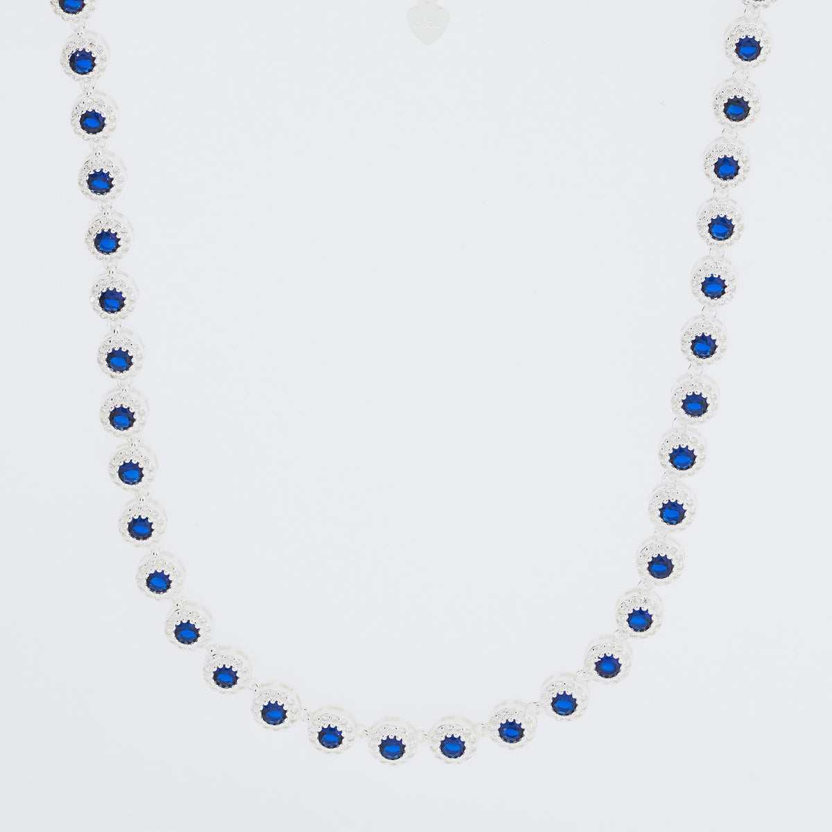 Colar de Prata Riviera Fiore Zircônia Azul e Branca 38cm