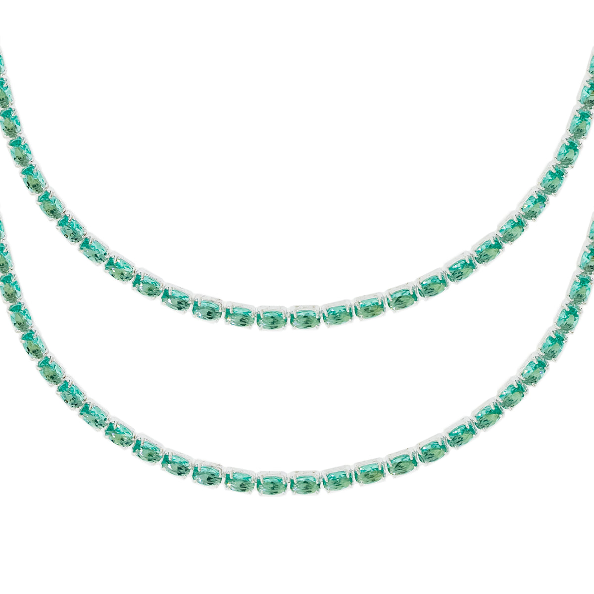 Colar de Prata Riviera Zircônias Verde Turquesa 38cm - foto 3